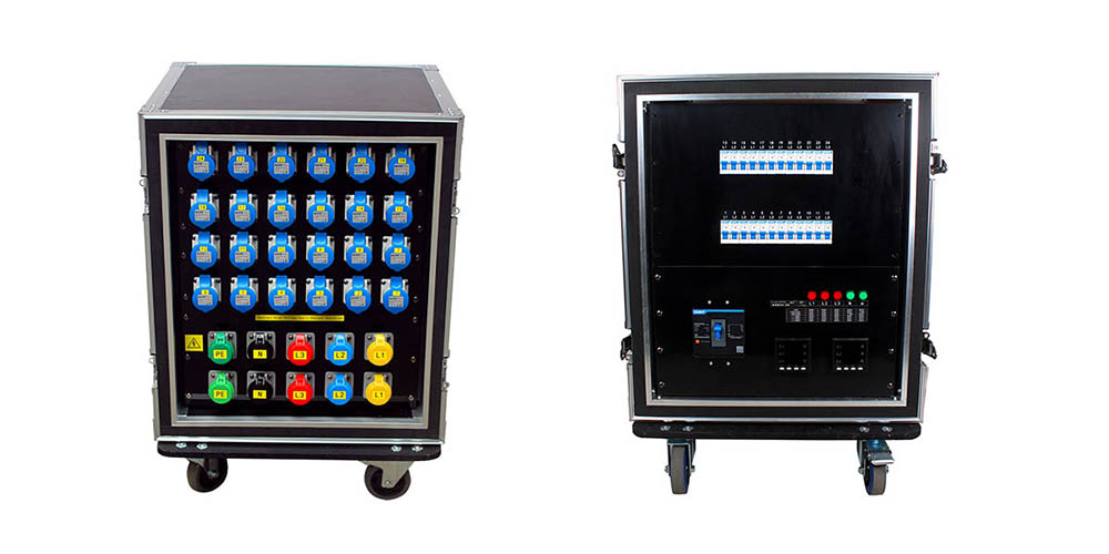 Distro box power distribution for led display in flight case Distro box power distribution for led display in flight case 